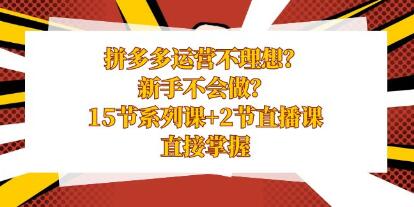 拼多多运营不理想？不会做《15节系列课+2节直播课》直接掌握