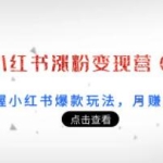 《21天小红书涨粉变现营第3期》带你掌握小红书爆款玩法，月赚10W的秘密