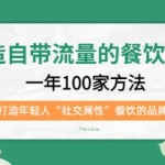 《打造自带流量的餐饮品牌》一年100家方法，打造年轻人“社交属性”餐饮的品牌