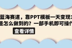 超级蓝海赛道《小红书PPT模板项目》一天变现1000是怎么做到的