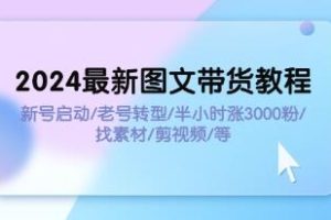 《图文带货教程》新号启动/老号转型/半小时涨3000粉/找素材/剪辑