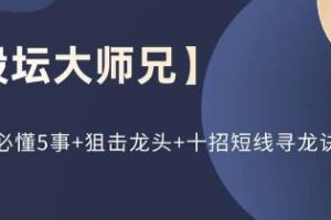 股坛大师兄《短线必懂5事+狙击龙头+十招短线寻龙诀》合集